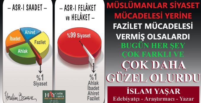 MÜSLÜMANLAR SİYASET YERİNE FAZİLET MÜCADELESİ VERMİŞ OLSALARDI BUGÜN HER ŞEY ÇOK DAHA GÜZEL OLURDU