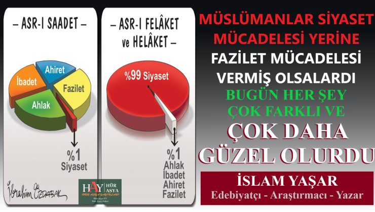 MÜSLÜMANLAR SİYASET YERİNE FAZİLET MÜCADELESİ VERMİŞ OLSALARDI BUGÜN HER ŞEY ÇOK DAHA GÜZEL OLURDU