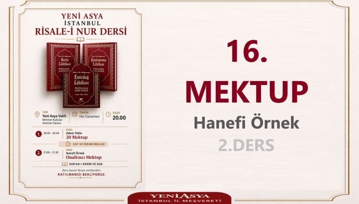 16.MEKTUP / HANEFİ ÖRNEK